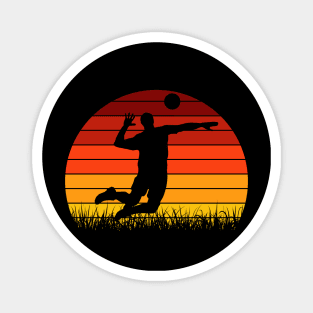 Travel back in time with beach volleyball - Retro Sunsets shirt featuring a player! Magnet